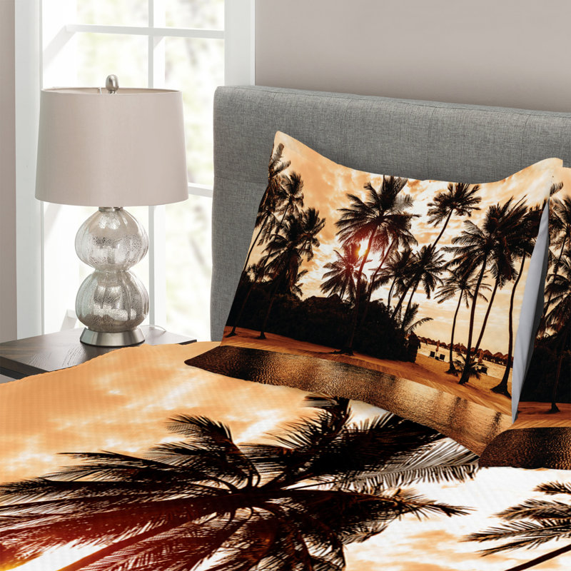 Brown/Orange 100% Microfibre Bedspread, 220 x 264 cm