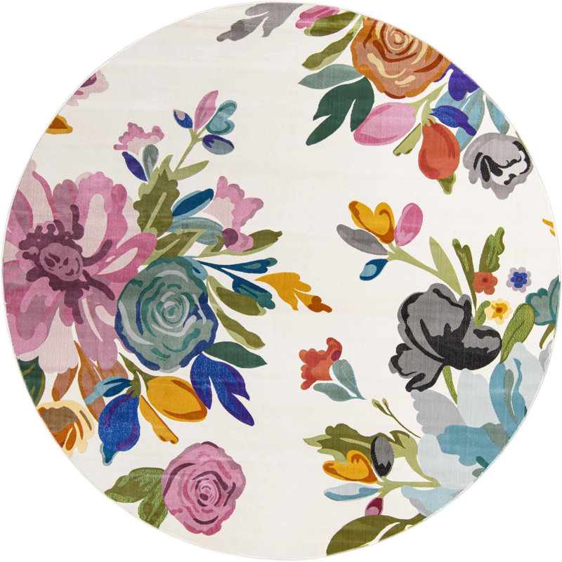 Aludra Floral Indoor Rug, Round 7'