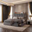 Lit plateforme tapissier moderne avec lumières DEL, ports USB, casiers latéraux et 2 tiroirs sous le lit, cadre de lit avec rangement-1421295005-1421295007