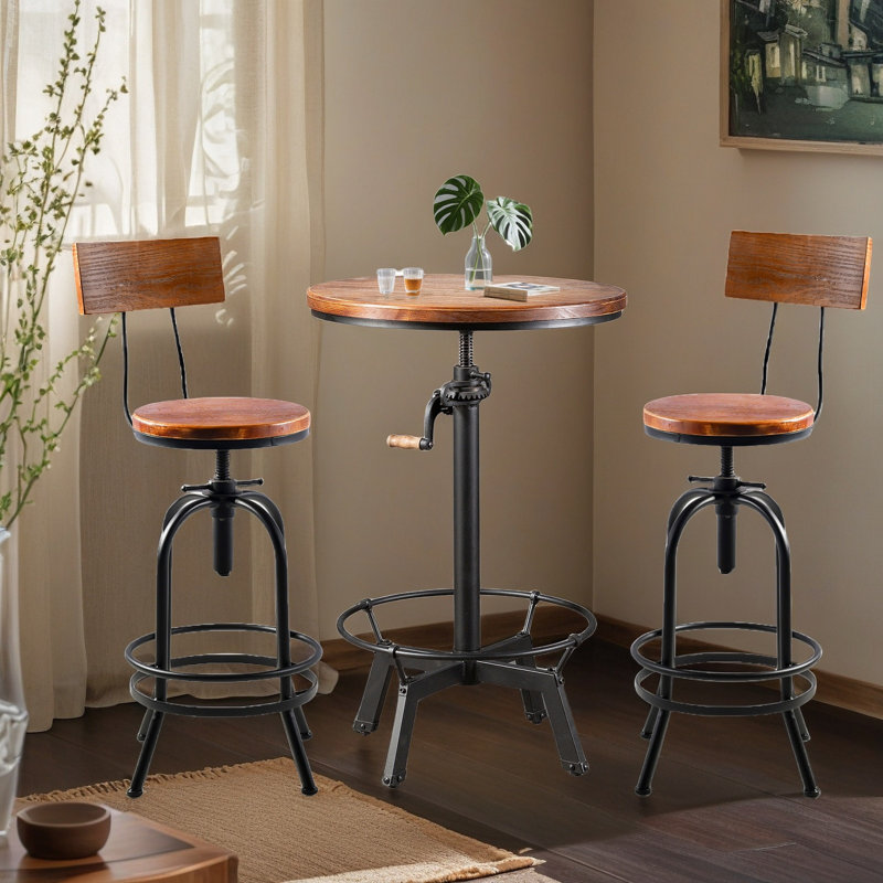 Gallien 2 - Person Pine Solid Wood Top Four Leg Dining Set