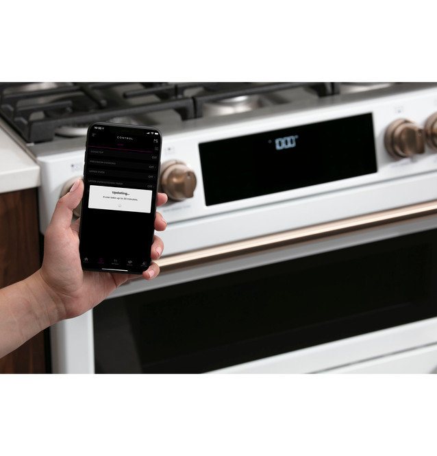 Café 30" 6.7 cu. ft. Smart Slide-in Gas Range with Griddle, Matte White