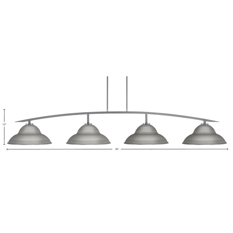 Barre d'éclairage 4 lumières kurve au fini graphite avec abat-jour en métal à double bulles de 16 po