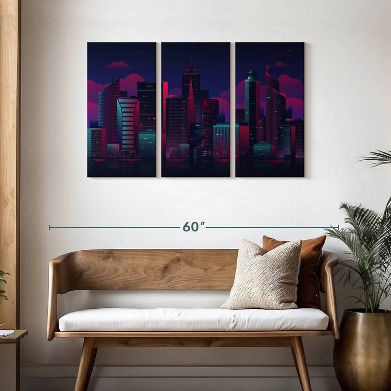 Sireci Neon Night Cityscape, 28" H x 45" W
