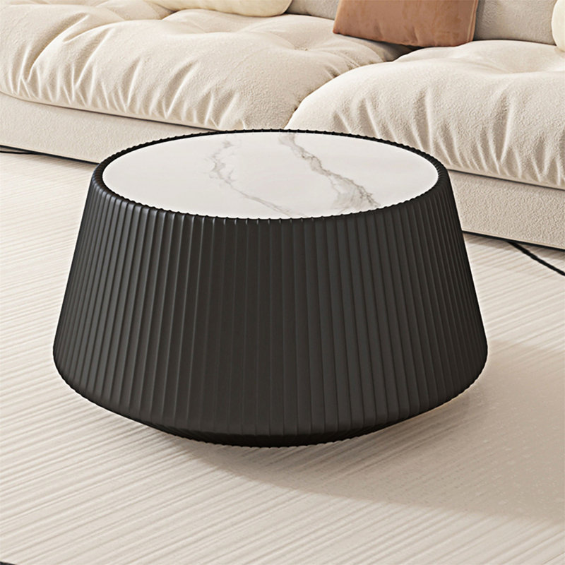 Table basse, H 16,54 po x l 26,78 po x P 26,78 po, Blanc/Noir