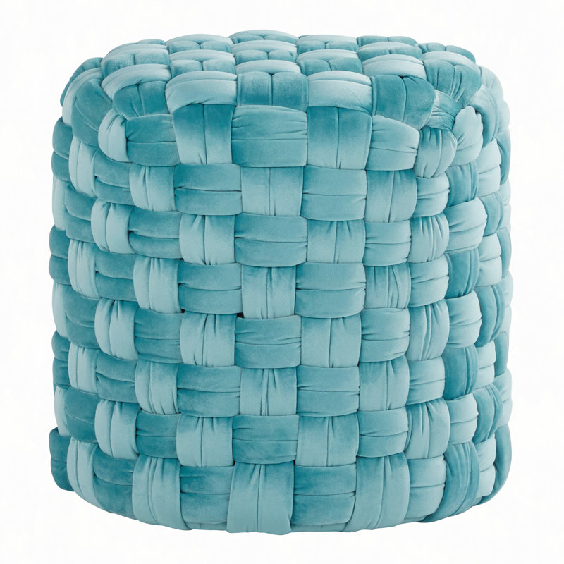 Repose-pieds rond en velours de 16 po, Blue, Blue