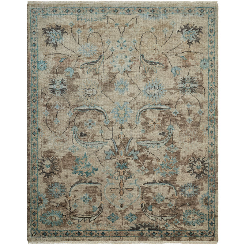 Oushara Hand Knotted Wool Oriental Area Rug, Rectangle 2' x 3'