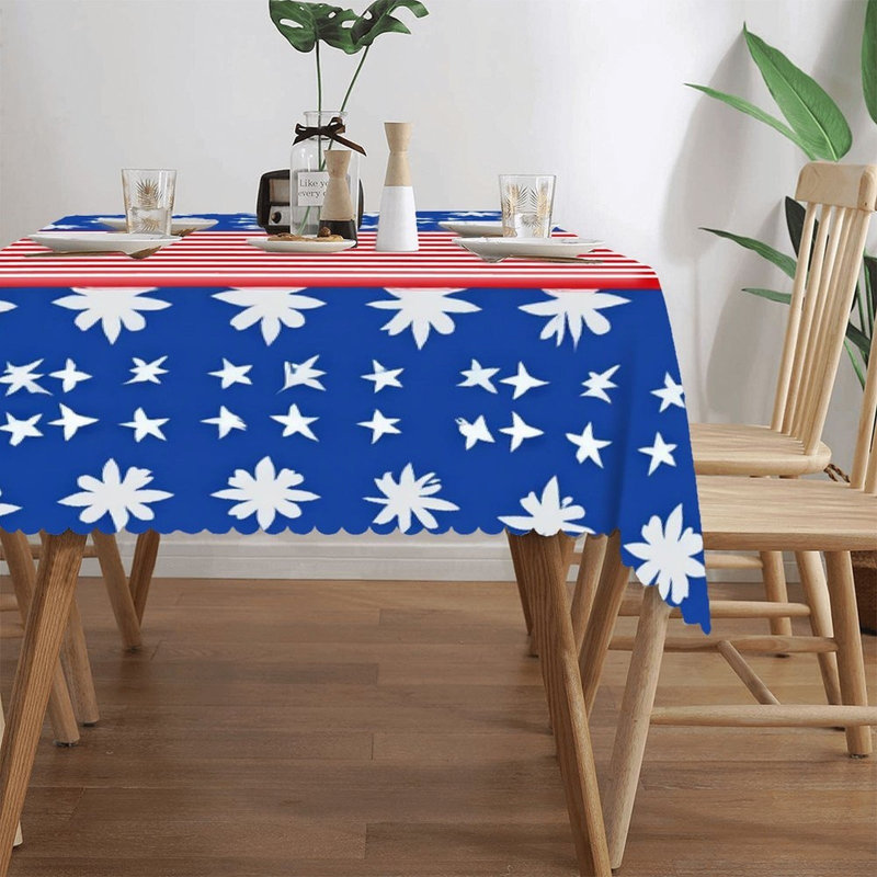 Nappe rectangulaire festonnée rouge, bleu, blanc et étoile