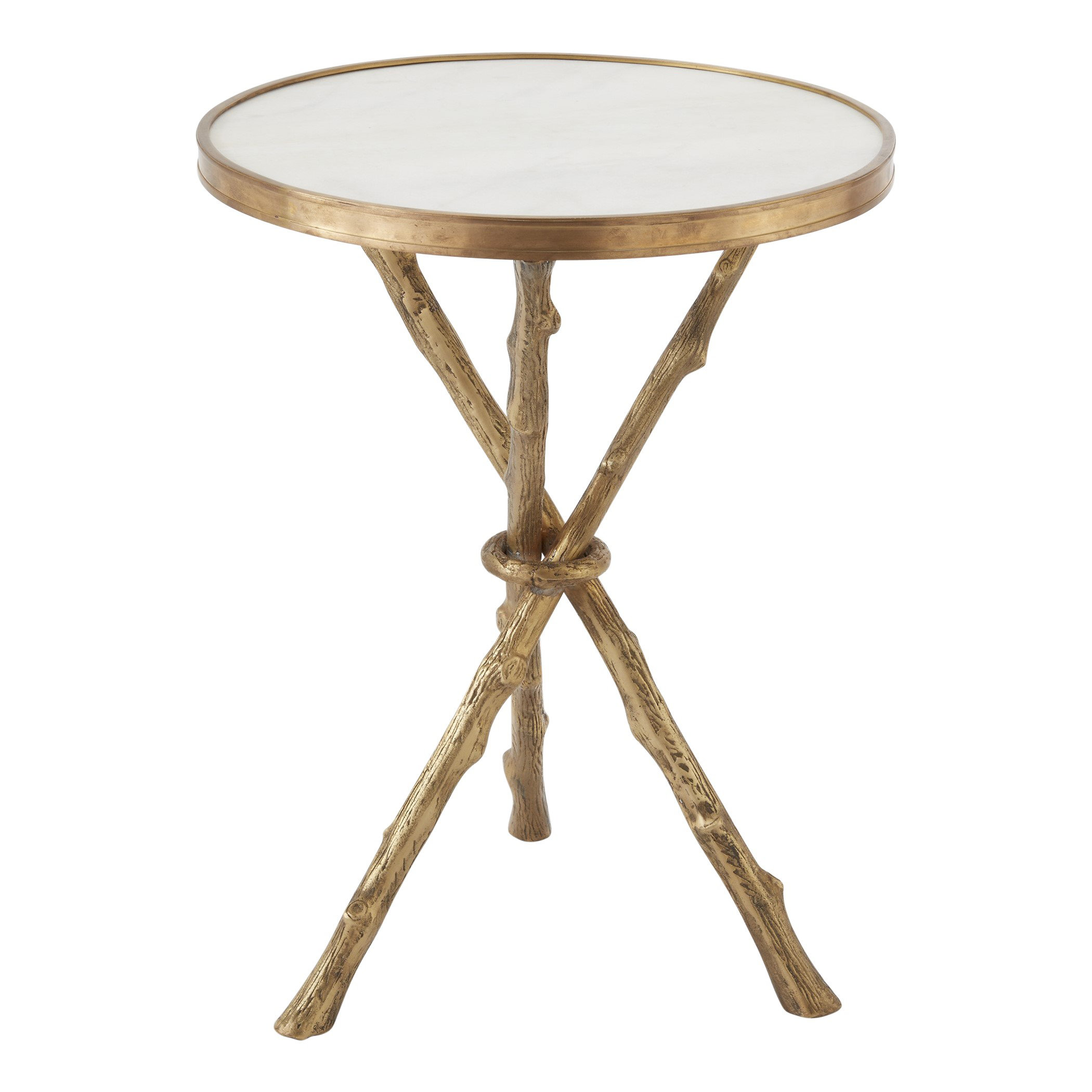 Global Views Twig Table-Brass/White Marble | Perigold
