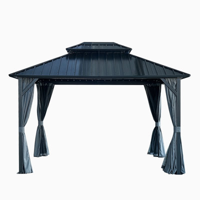Auvent de pavillon double 10 x 12 pi avec filet et rideaux