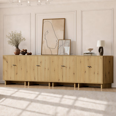 Ensemble de 4 meubles d'appoint à 2 portes de 79,5 cm de large avec tablette réglable et fini imitation bois, chêne naturel