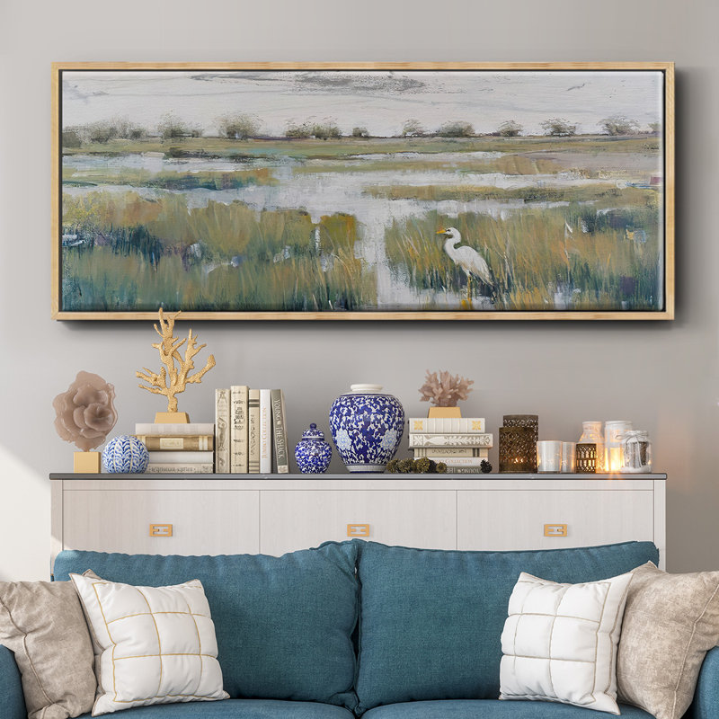 Marshland View VI - Framed Canvas, 12" H x 30" W