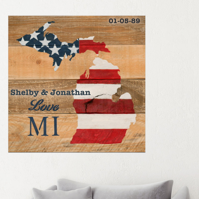 Décalcomanie murale personnalisée love michigan, H 20 po x l 20 po, Oui