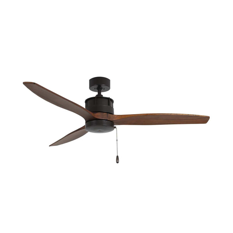 Ventilateur de plafond à 3 pales de 52 po avec finition bronze huilé et pales noyer avec chaînette