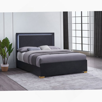 Très grand lit moderne de style oriental équipé de DEL au design sophistiqué et au confort pour une chambre à coucher relaxante