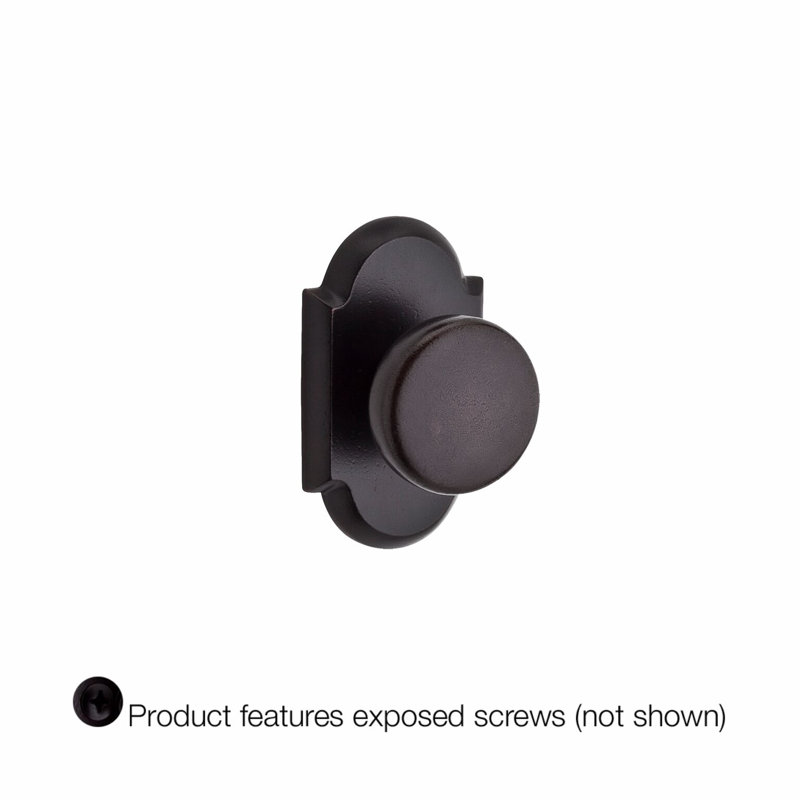 Rustic Single Dummy Door Knob with Rustic Arch Rose, Dark Bronze