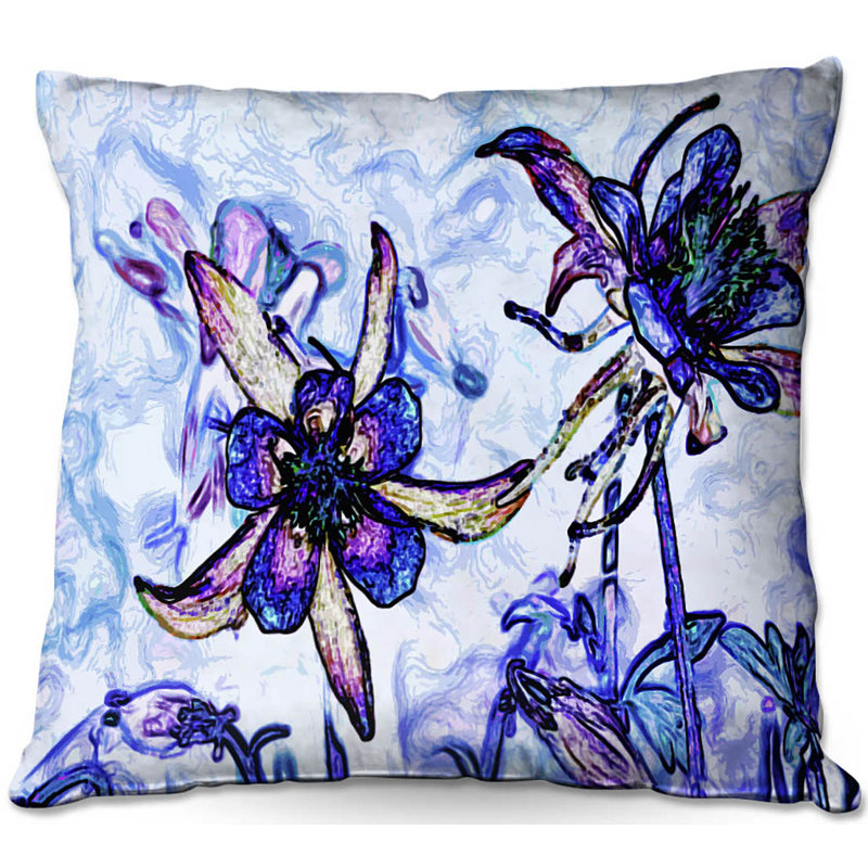 Coussin de poésie canapé motion, 16 po x 1 po, Bleu / mauve / ivoire
