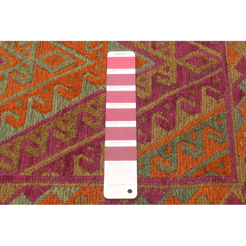 Tapis mauve noué à la main de conception unique 2 pi 6 po x 12 pi 4 po Jesten