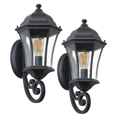 Vintage Wall-Mounted Outdoor Lantern Light – Elegant Black Metal Sconce For Porch, Patio, And Garden Lighting (Bulb Not Included)
