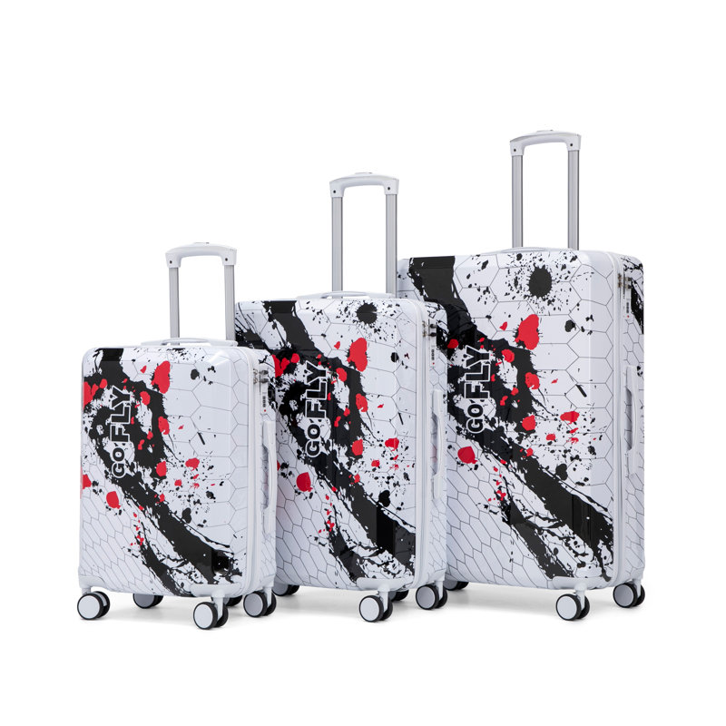 Black 3-Piece PC Hardshell Luggage Set with Spinner Wheels (20"/24"/28")