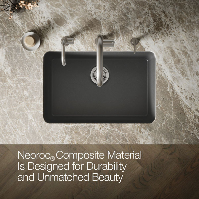 Cairn® Neoroc 27-1/2" x 18-5/16" x 9-1/2" Undermount Kitchen Sink, Matte Graphite