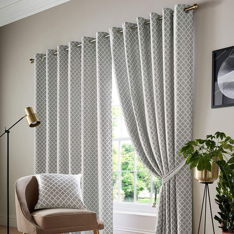 Dareece Cotswold Eyelet Ring Top Curtains, Width 228 x Drop 228 cm, Silver