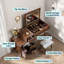 Bureau de coiffeuse 3-en-1 avec miroir basculant éclairé, armoire réglable, tiroirs et tabouret-2110687732