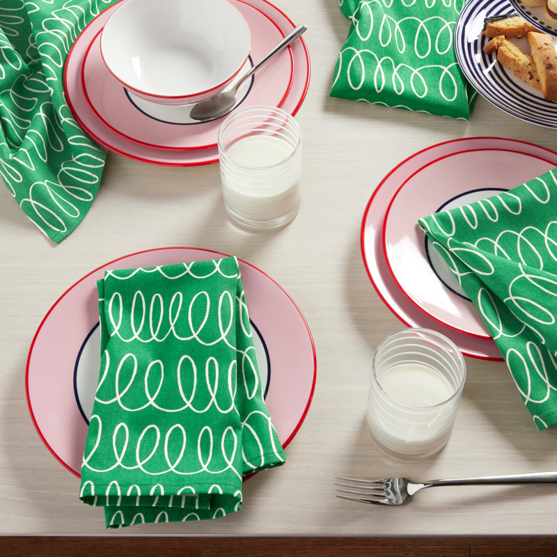 Loop And Dot 100% Cotton Square, Green/White