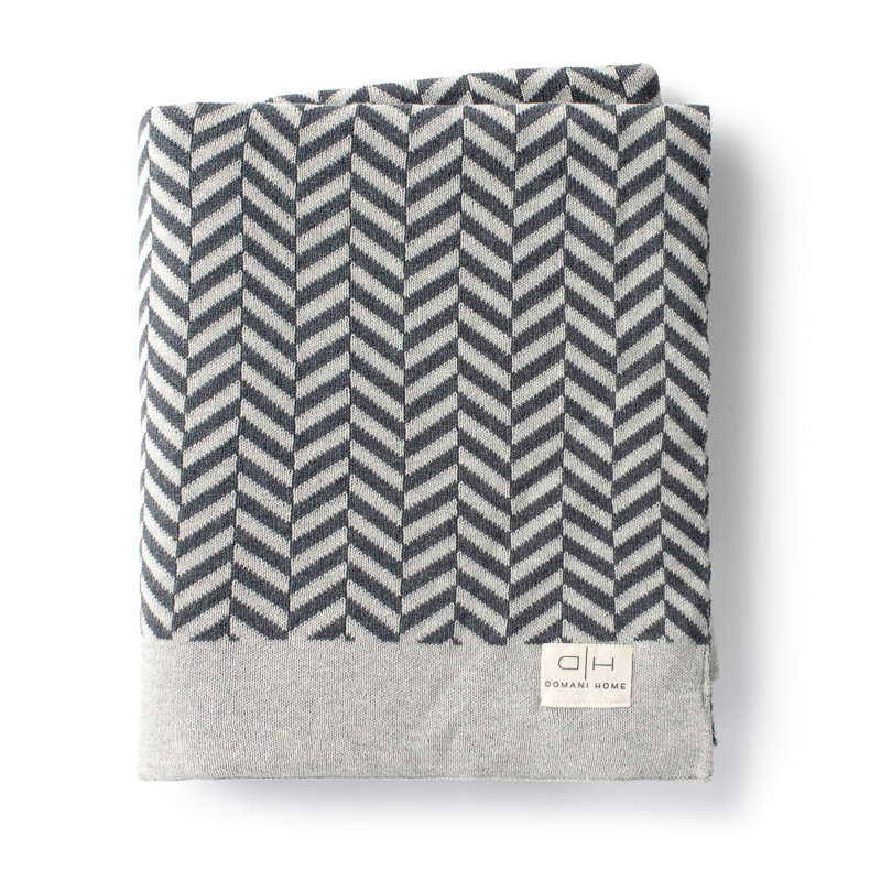 Zima Herringbone Accent Throw, Gray Chevron