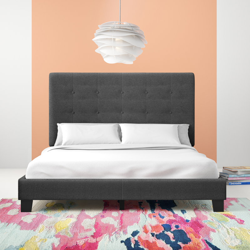 Modway Melanie Tufted Button Upholstered Fabric Platform Bed, Gray, Full