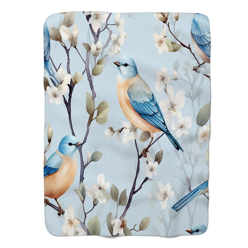 Birdsong Florals - 1 pièce Sherpa Premium, Grand lit