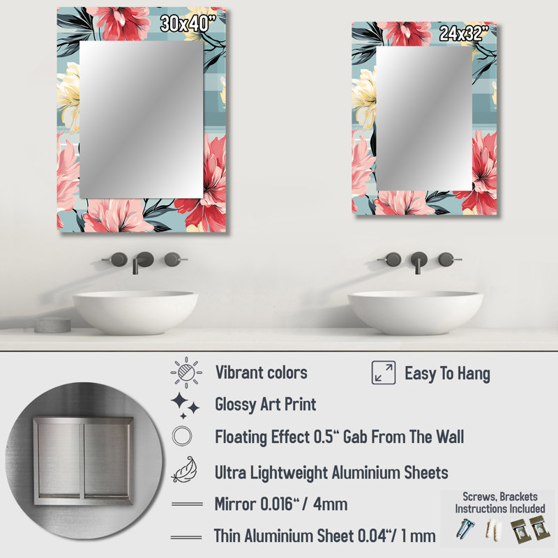 Anissia Contemporary Clan Pla - grand miroir mural à pois, miroir unique moderne, impression d'art en métal, 32 po x 24 po