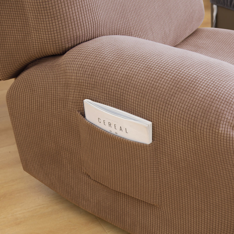 Housse pour fauteuil inclinable à coussins carrés/rectangulaires, Mélange de polyester brun clair