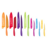 Knife Set - Colorful 14-Piece Stainless-Steel Cutting Knives with Sheaths Set - New Home Essentials by Classic Cuisine