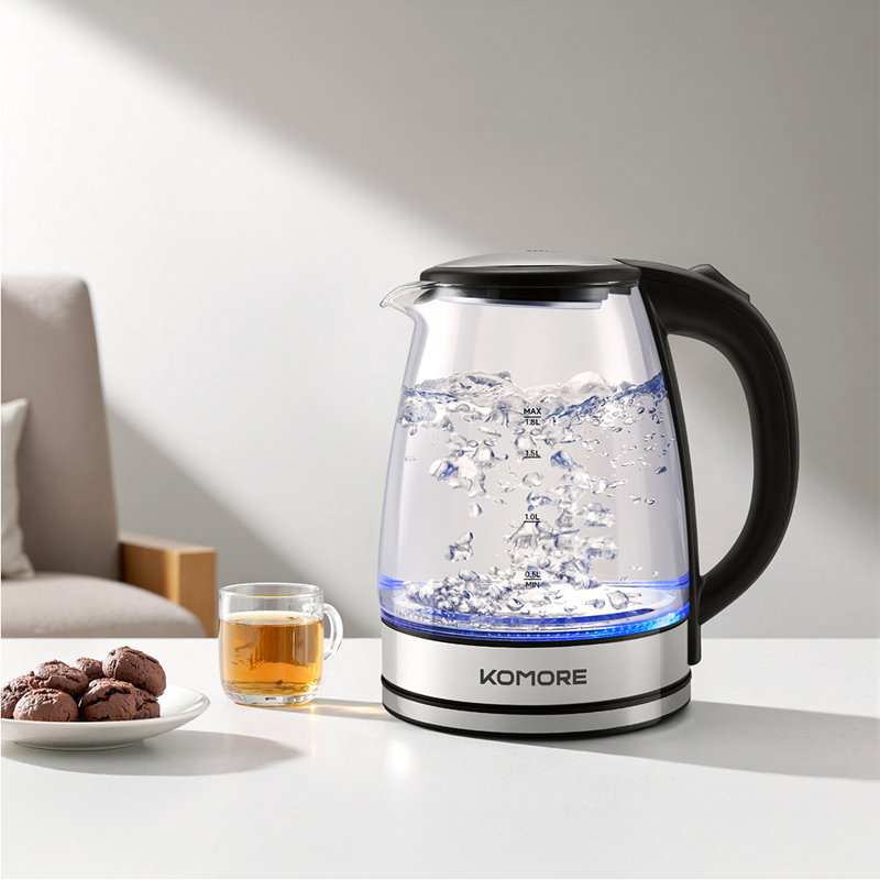 17 Stories 1.8L Stainless Steel + Glass Electric Tea Kettle