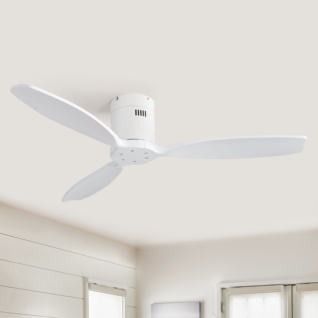 Rachel 52" 3-Solid Blade Propeller Flush Mount Ceiling Fan Without Light Sofucor Blade 