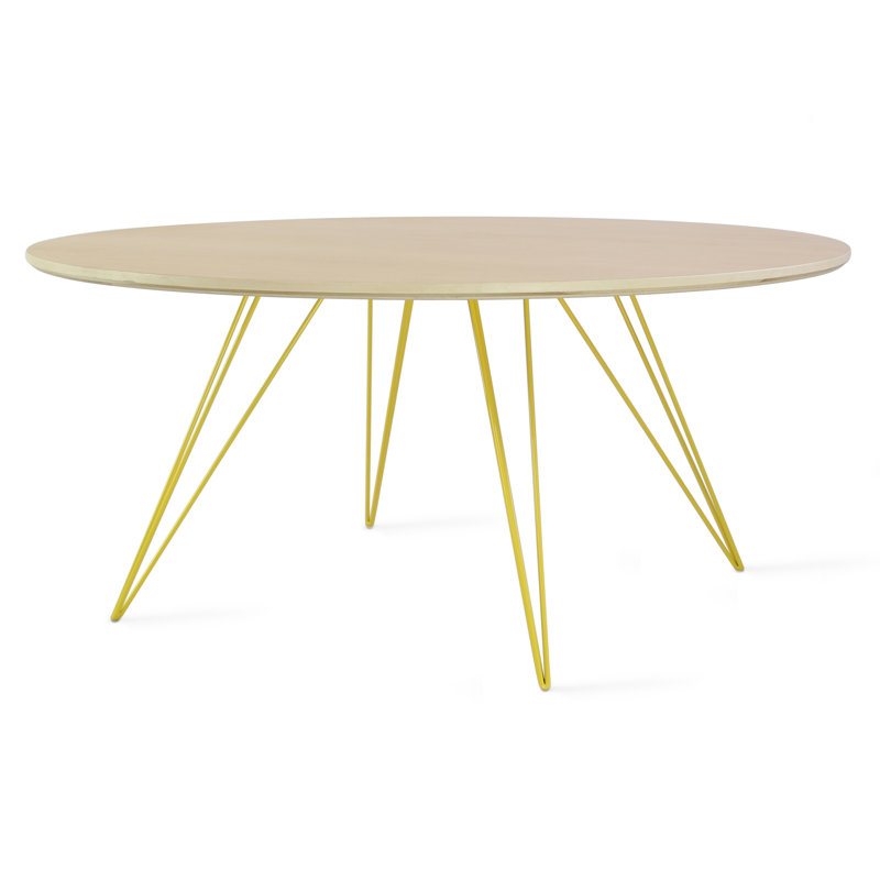 Williams Single Coffee Table, Yellow, 18" H x 40" L x 40" W, Maple