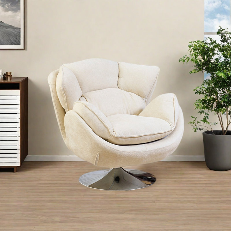 Chaise rotative moderne de loisirs, Blanc cassé