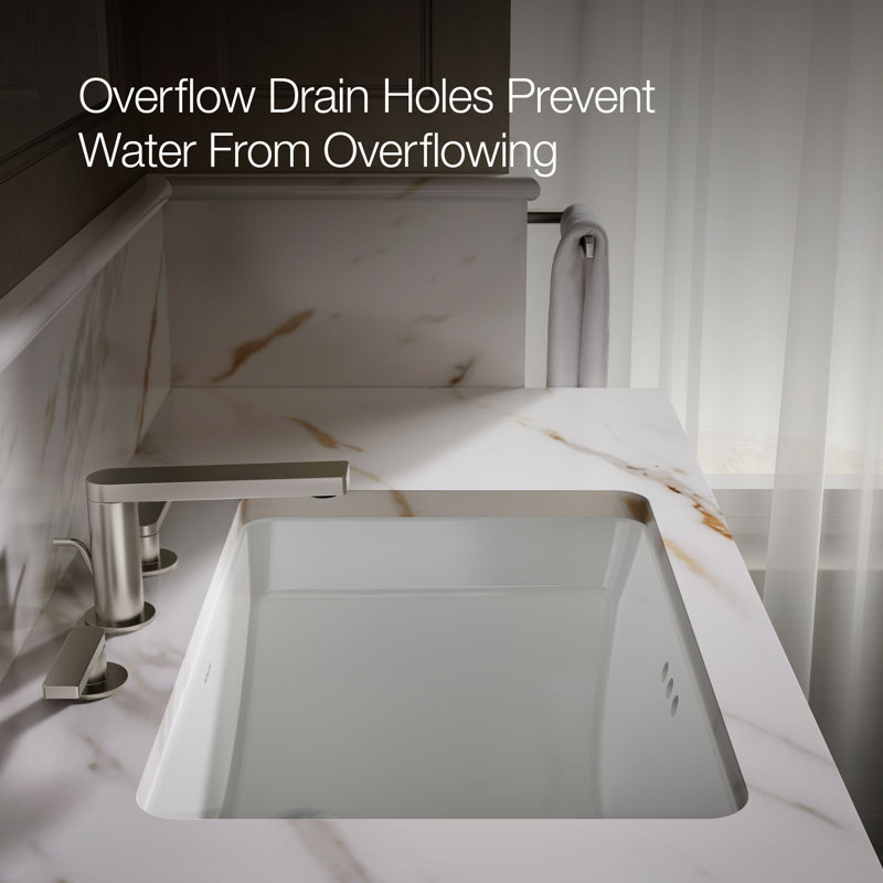 Ladena® Vitreous China Rectangular Undermount Bathroom Sink with Overflow, White