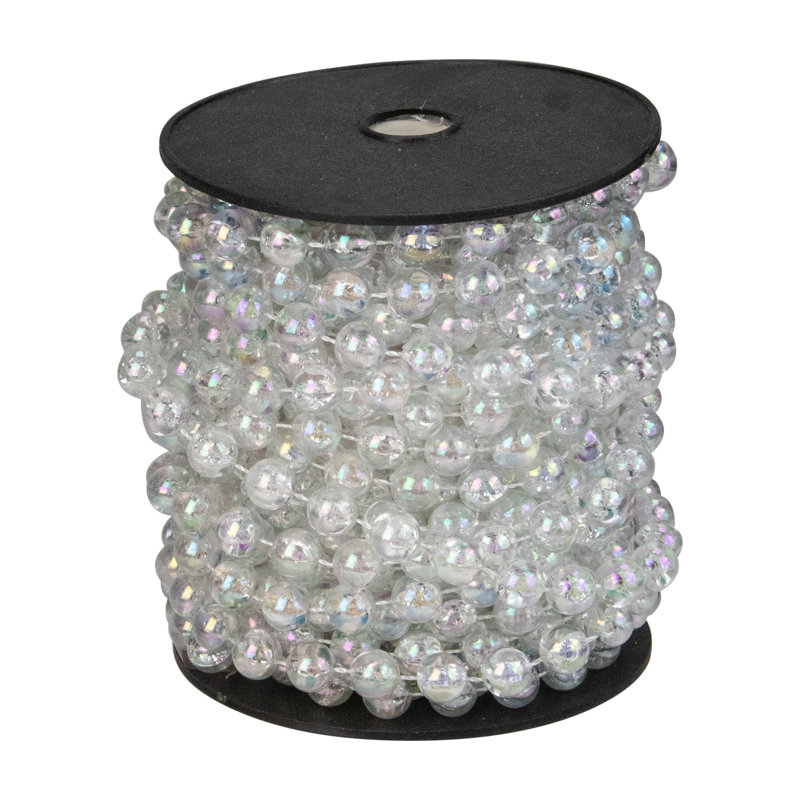 Guirlande de Noël perlée artificielle, L 33 pi, Transparent brillant