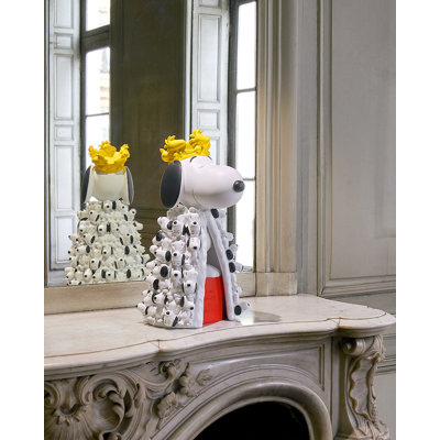 Snoopy KING with Mini Snoopies on Cape & Woodstock as Crown White & Yellow 17in