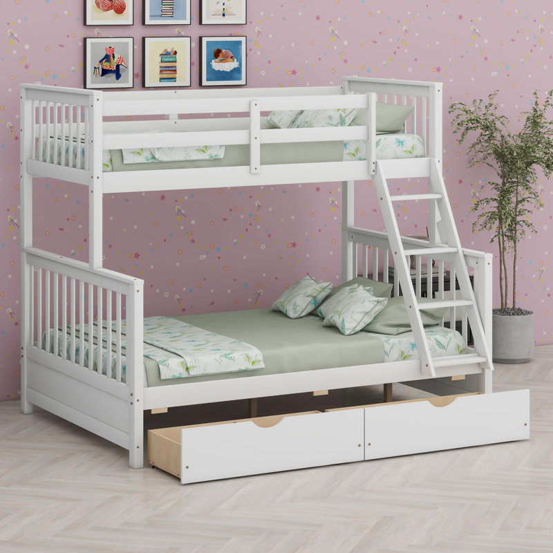 Bunk Bed With Ladders And Storage Drawers, White