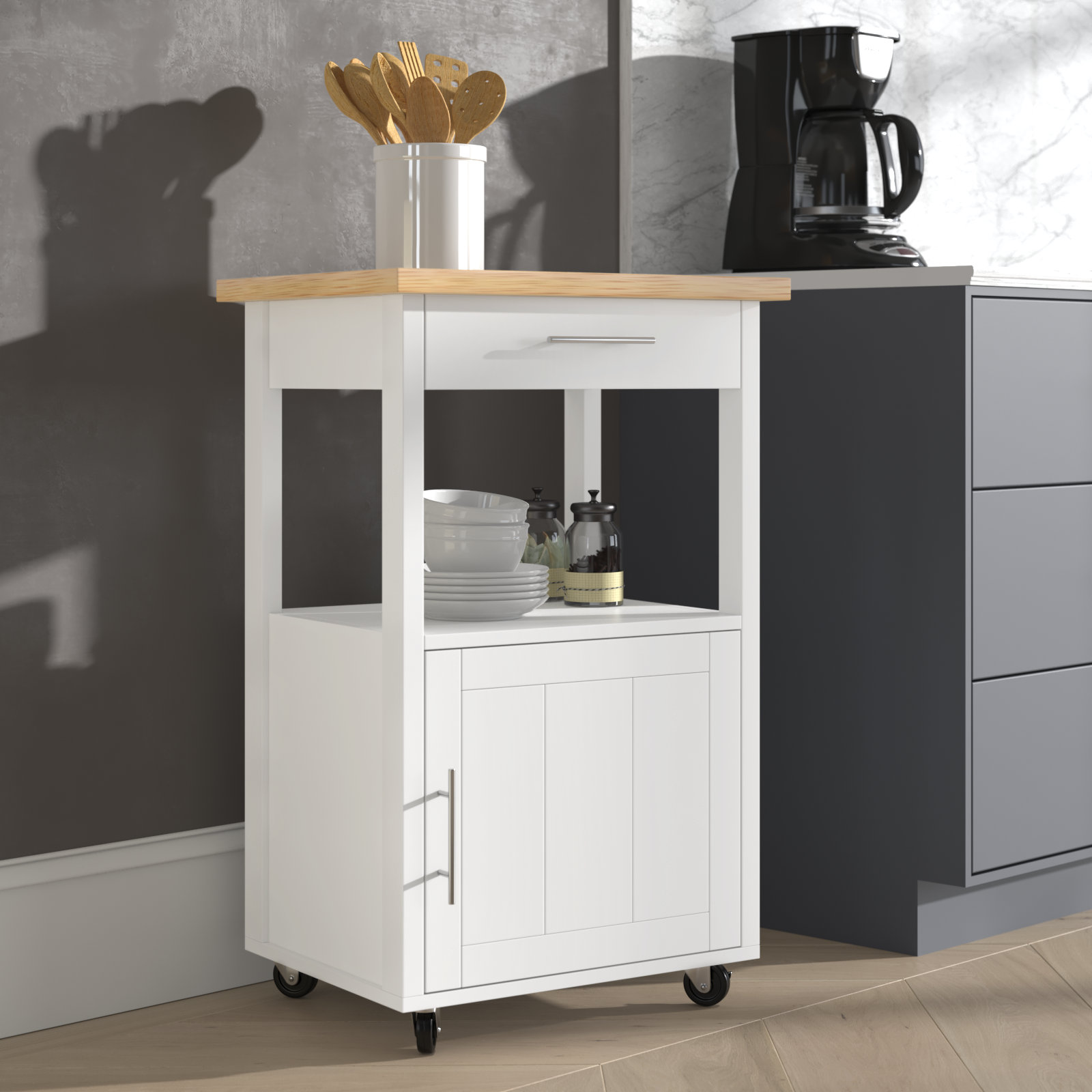 Wade Logan® Arthalia Kitchen Island Cart With Storage,Rolling Kitchen ...