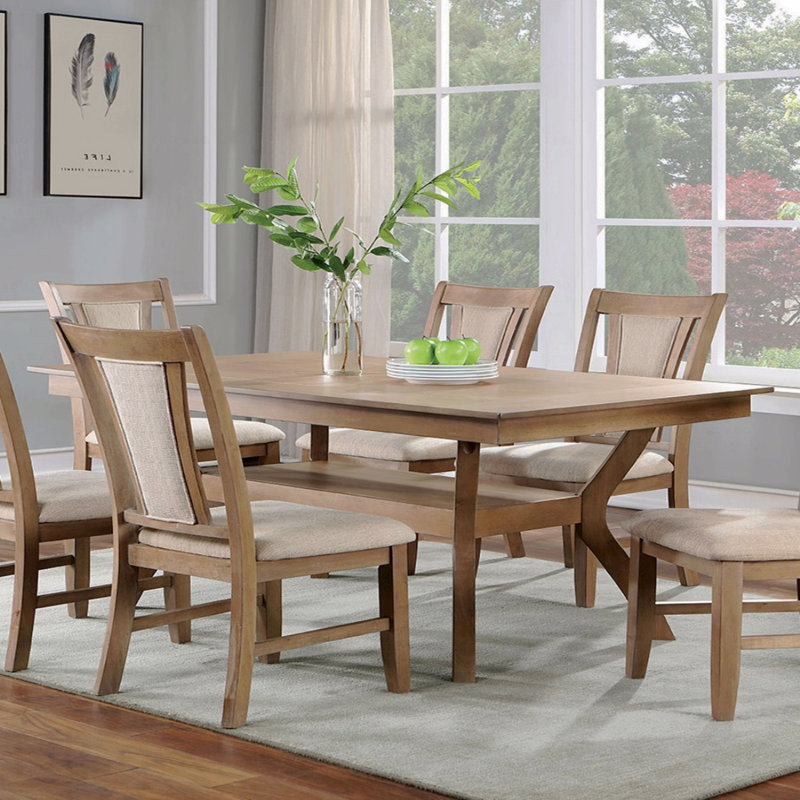 Table de salle à manger moderne moderne de ton naturel avec tablette inférieure ouverte 1pc
