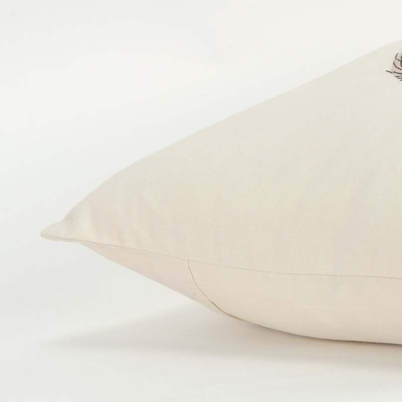 Ivory and Multicolor Embroidered Cotton Woodland Animal Throw Pillow