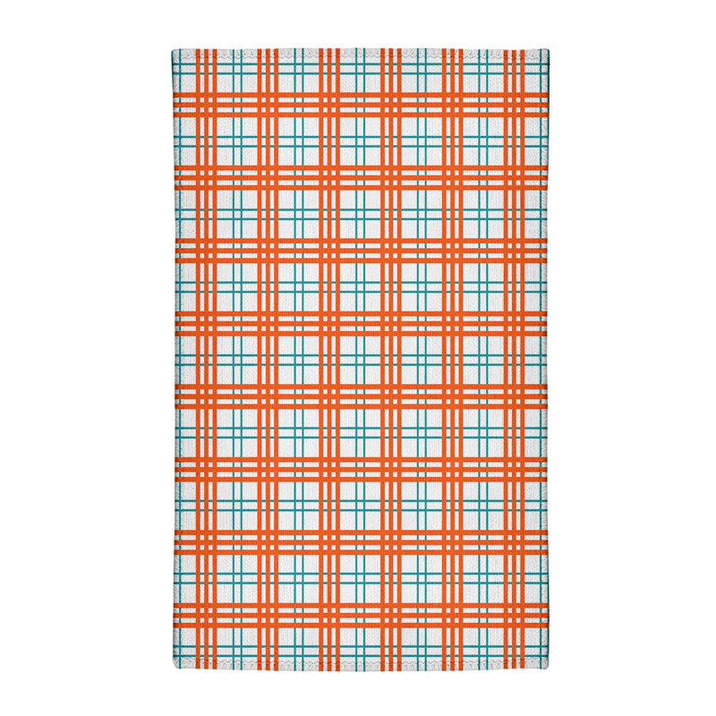 Tapis orange / blanc à carreaux, Rectangle 5 pi x 7 pi