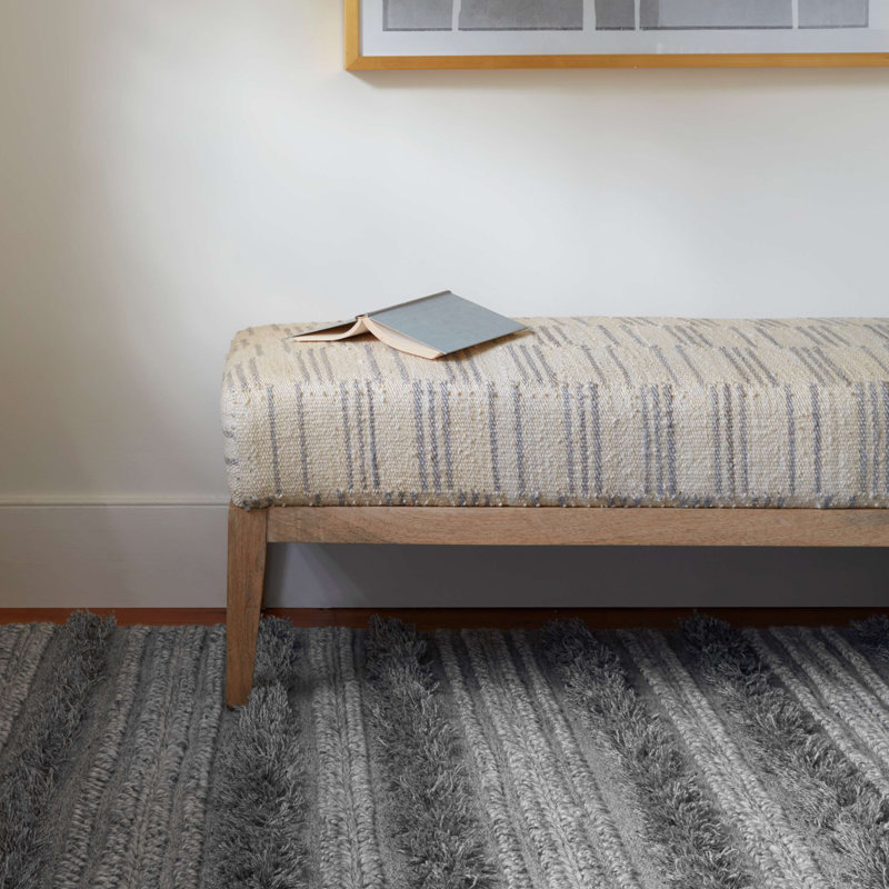Zhara Stripe Grey Handwoven Performance Rug, Rectangle 2' x 3'