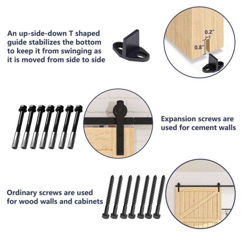 Ensemble de quincaillerie de porte de grange simple i shape i standard, 120 po