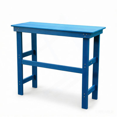 All-Weather HDPE Outdoor Dining and Bar Table, Navy Blue, Waterproof and Corrosion-Resistant for Lawns, Gardens, and Pool Sides.