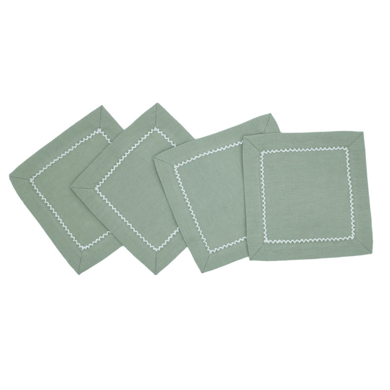 Inverted Picot Edge Cocktail Napkin, Sage