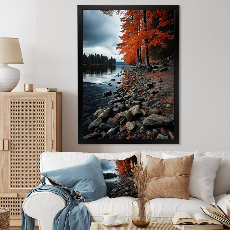 Linoshka Canada Autumn Tranquility II - imprimé, Cadre simple noir, H 20 po x l 12 po x P 1 po